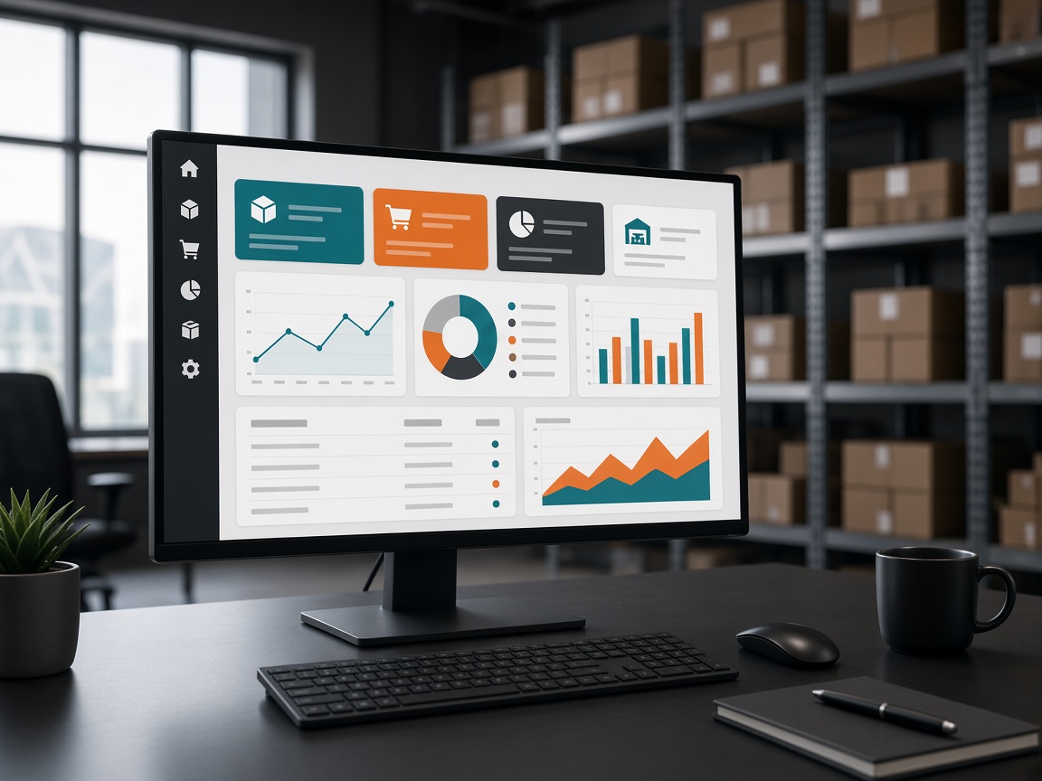 Integrated inventory and business analytics dashboard in a warehouse office